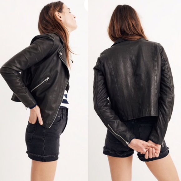 NWT Madewell Washed Leather Motorcyle Jacket - Picture 2 of 7